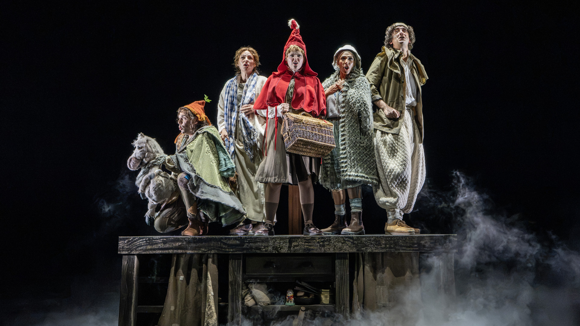 Cast members of Into the Woods in a dramatic scene