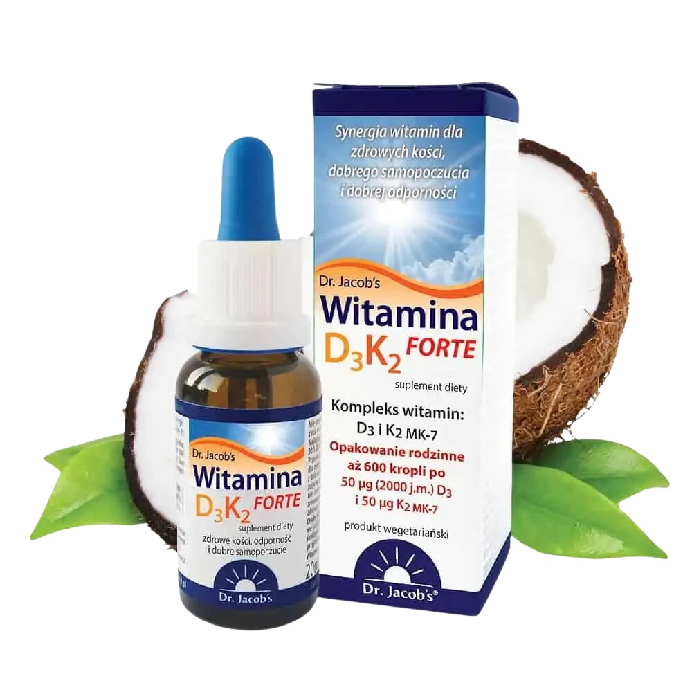 Dr. Jacobs Vitamin D3K2 Forte drops and box from the Mass-zone.eu range
